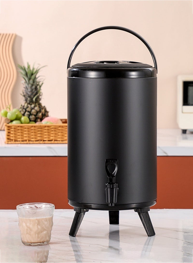 Forest Home Stainless Steel Double Insulated Tea Bucket Insulated Milk Tea Bucket Insulated Milk Tea Bucket Black 6 Liter Hot Coffee Maker - Image 1